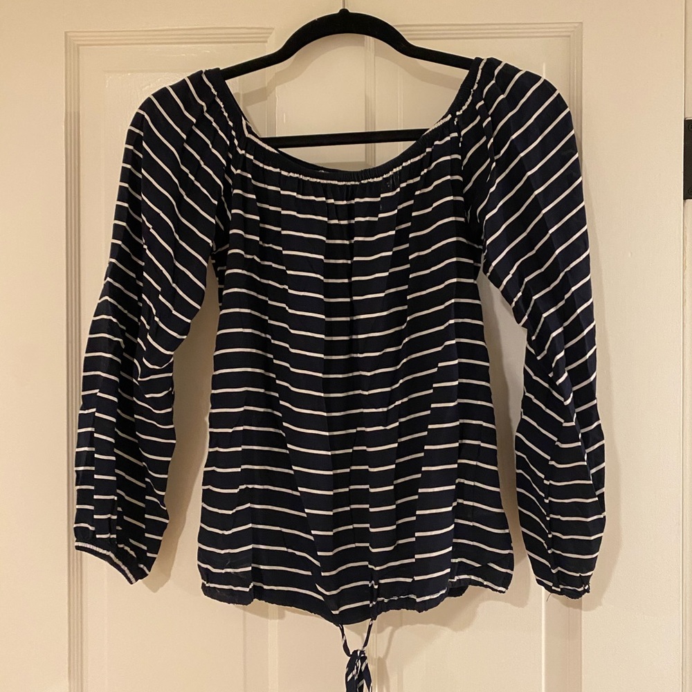 Navy/white striped blouse